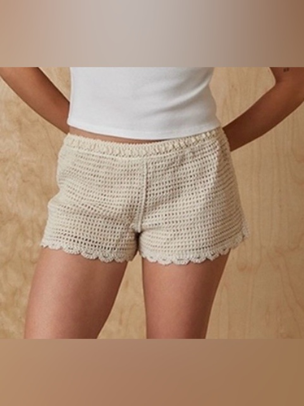 NWT PacSun Beige Crochet Shorts - “Your Favorite Shorts” w/Liner - Medium - Picture 1 of 12